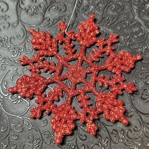 🎄❤️🎄 24+/- Red Glitter Snowflake Christmas Ornaments Decoration Wreath Tree EPC